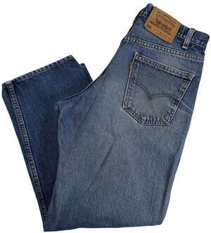 Vintage 90s Levi's 550 Relaxed Fit Blue Denim 33x27 Orange Tab Jeans 40550-0215